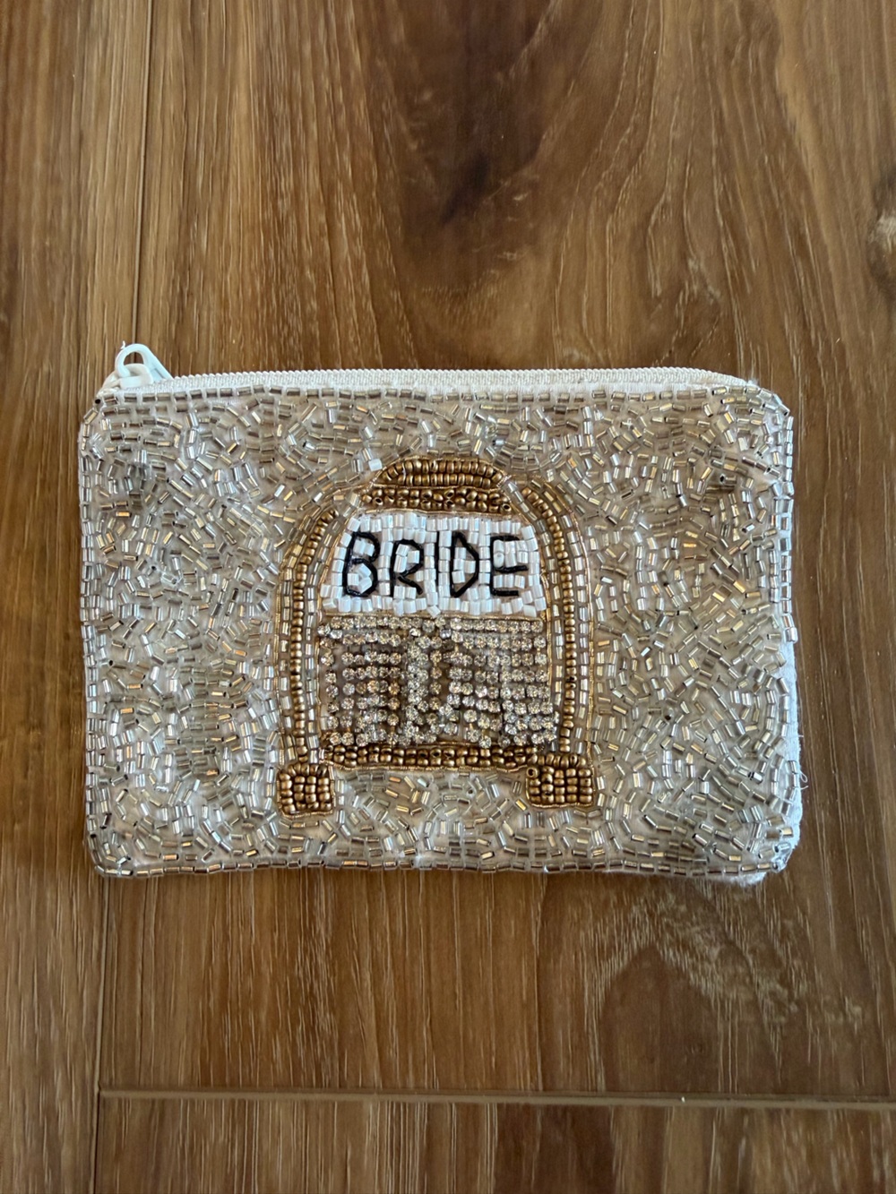 Beaded Bride Jeweled Zipper Pouch - Ivory & Gold